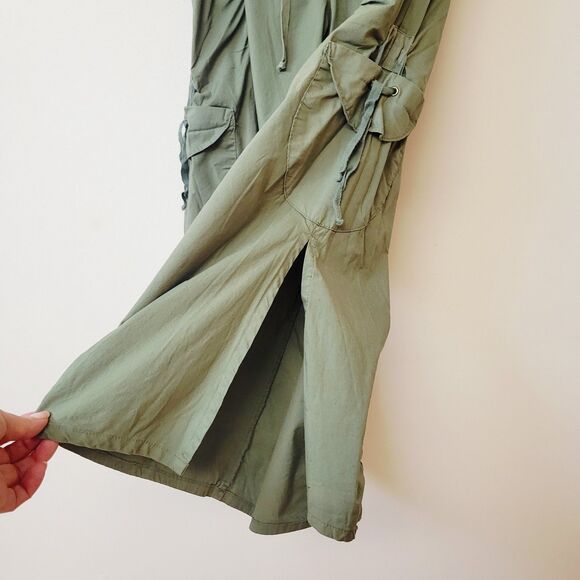 XCVI Ruffled Cargo Capri Green Wide-Leg Pants Side Slits Women Size XS - Picture 5 of 9